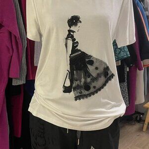 Frank Lyman White/Black Graphic Tee (C17)